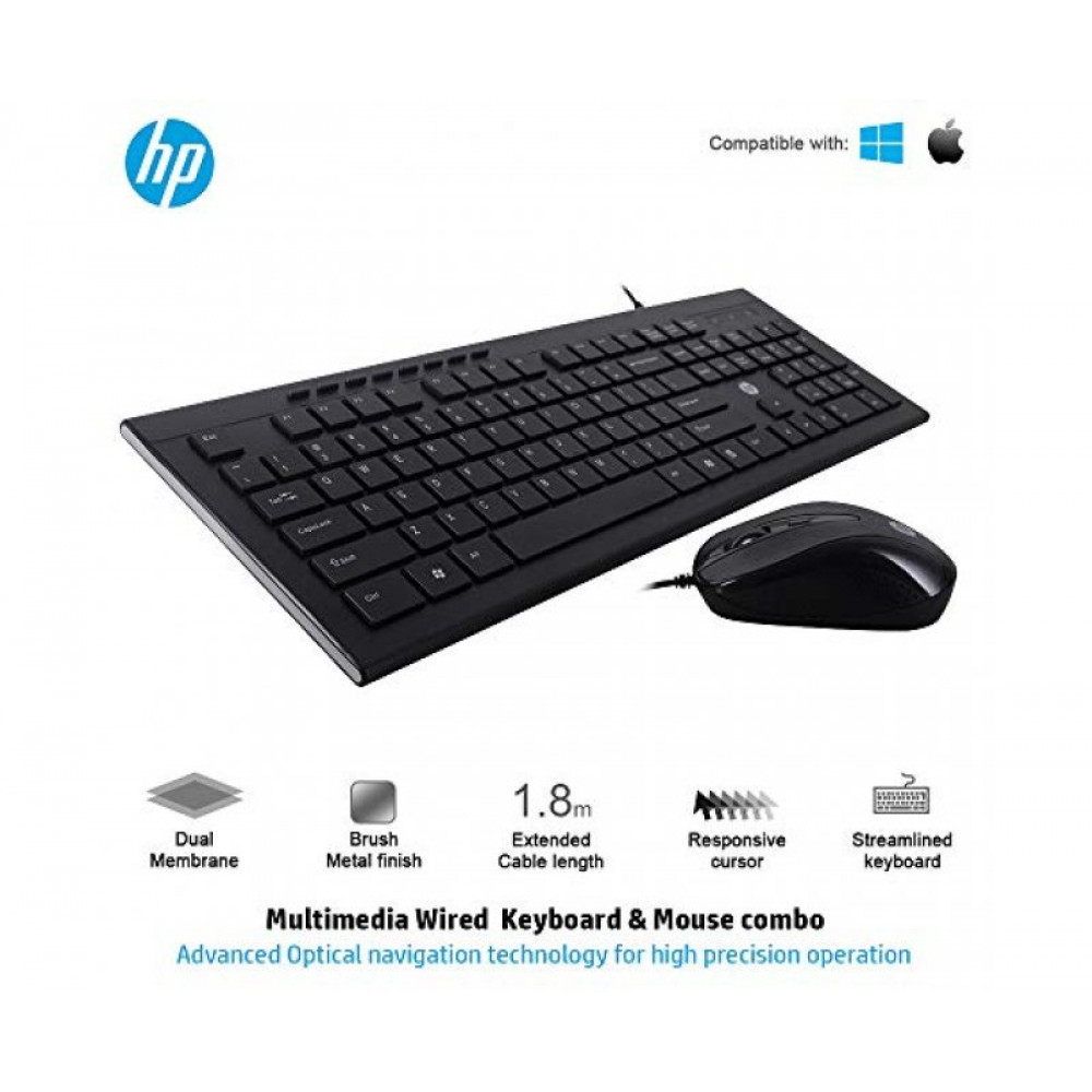 Accessories HP Black USB Wired Keyboard Mouse Combo